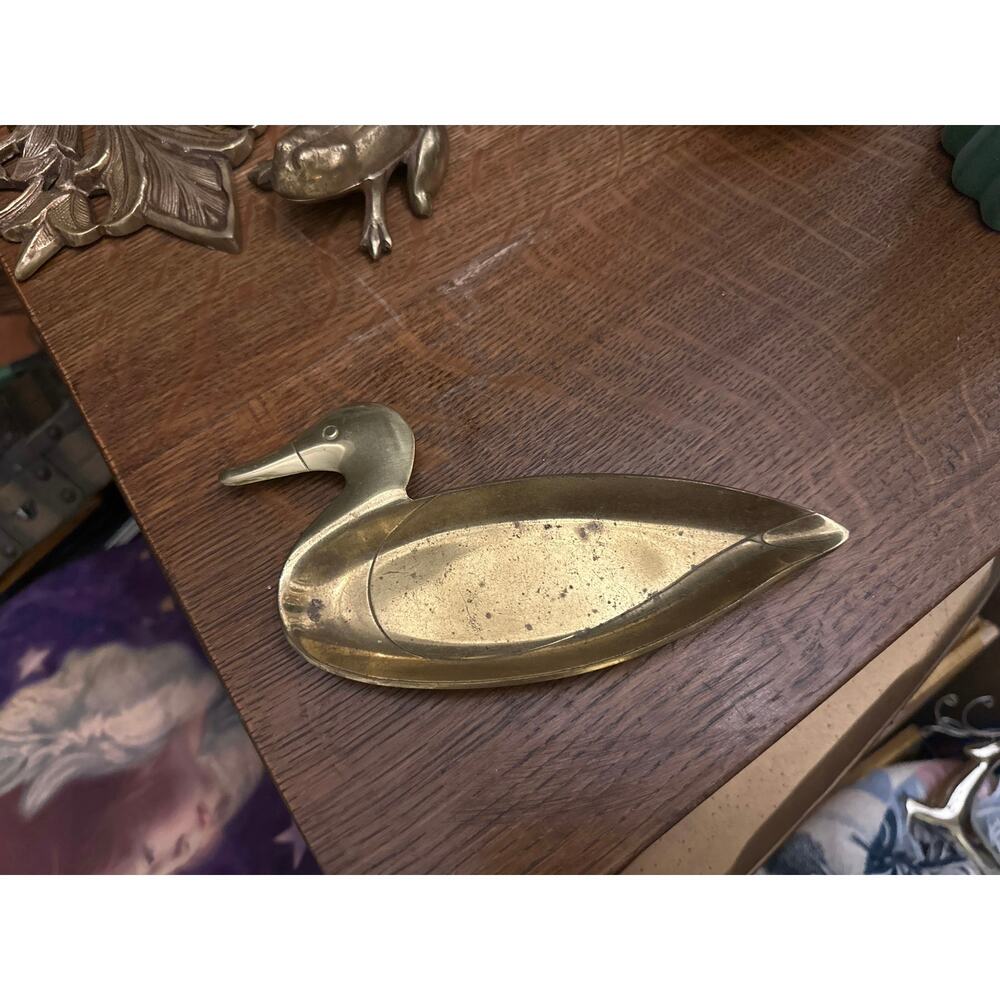 Vintage brass duck trinket tray